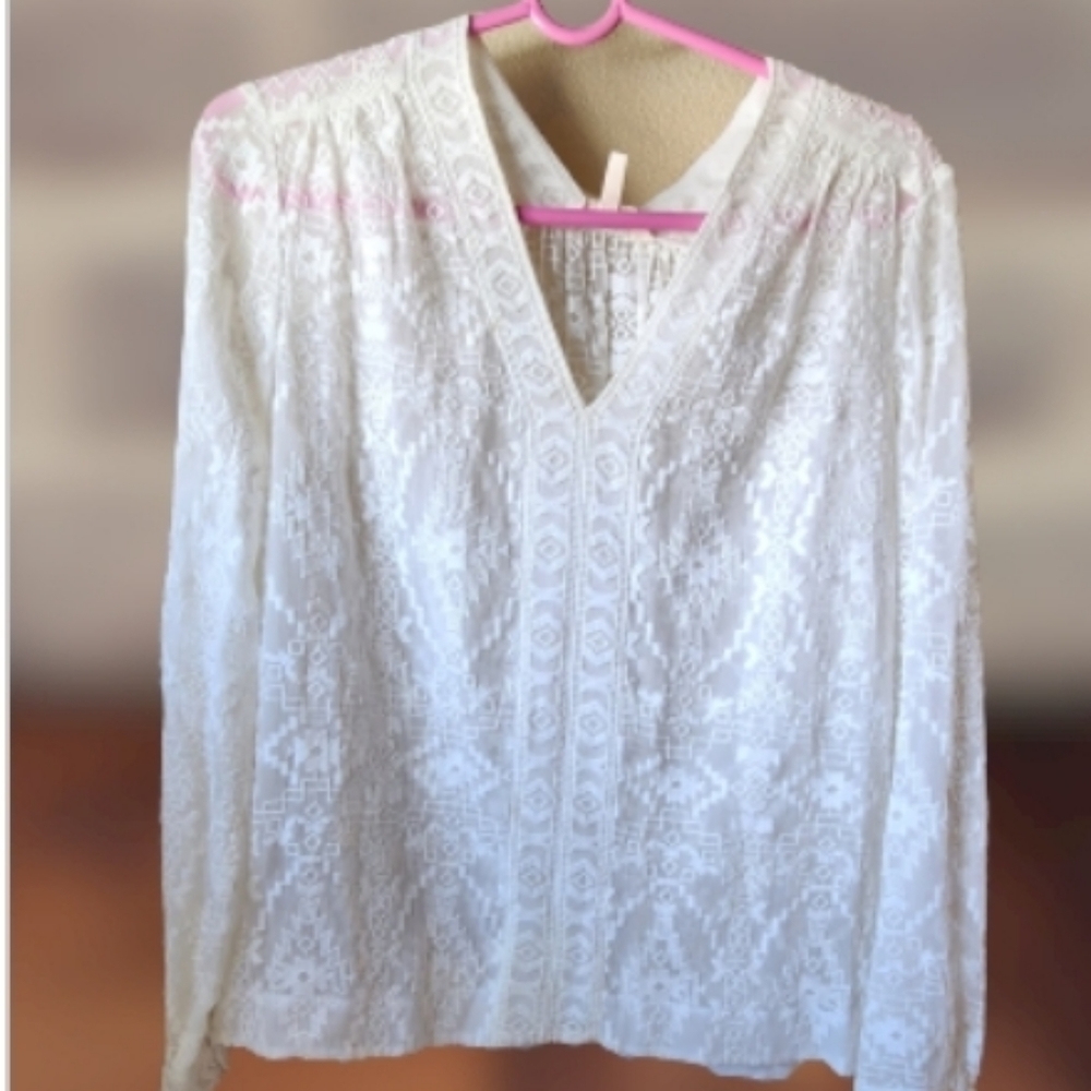 Rebecca Taylor Long Sleeve Sheer Top